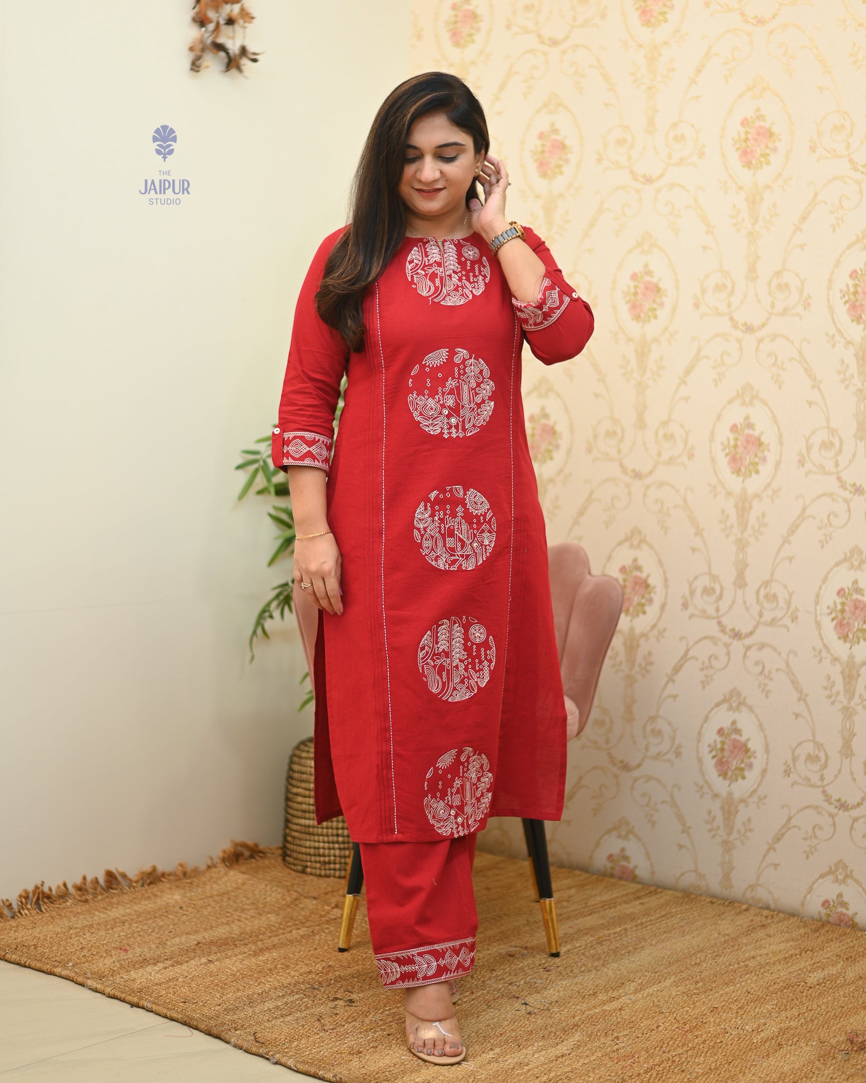 Chahat Cotton Embroidered Pant Set - The Jaipur Studio