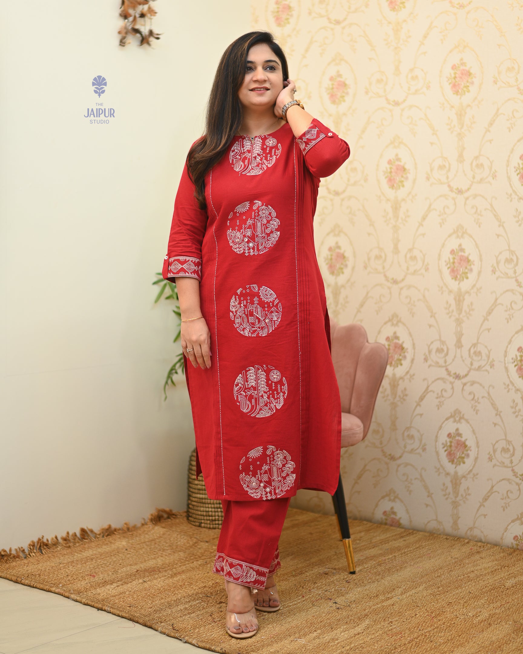 Chahat Cotton Embroidered Pant Set - The Jaipur Studio