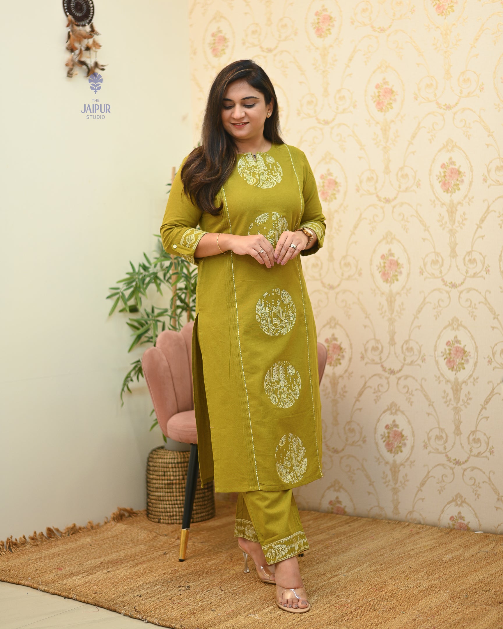 Chahat Cotton Embroidered Pant Set - The Jaipur Studio