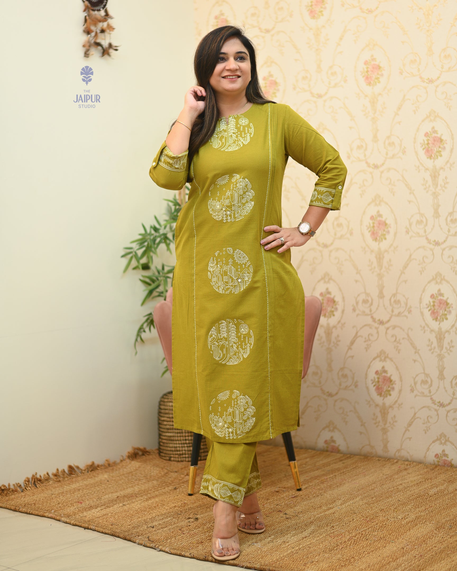 Chahat Cotton Embroidered Pant Set - The Jaipur Studio