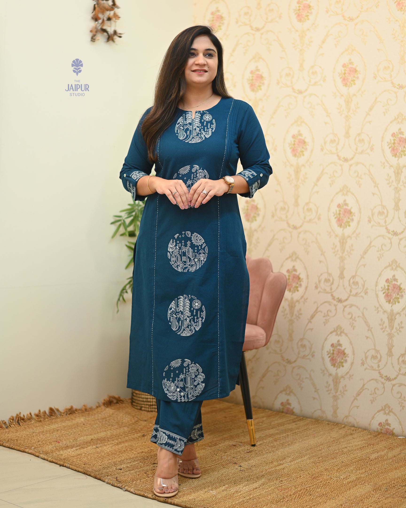Chahat Cotton Embroidered Pant Set - The Jaipur Studio