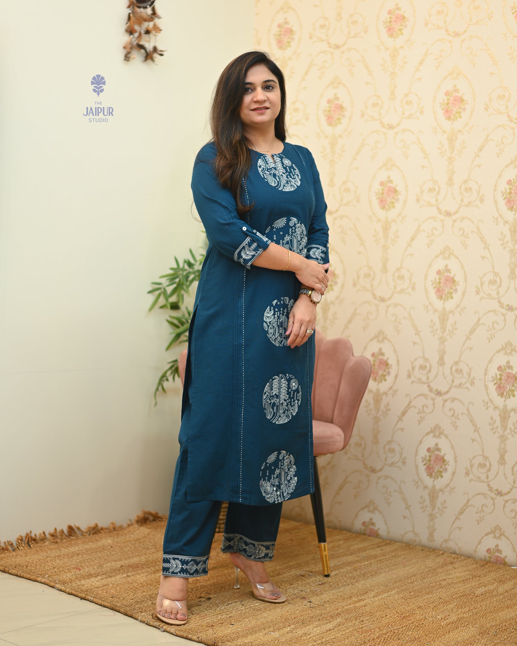 Chahat Cotton Embroidered Pant Set - The Jaipur Studio