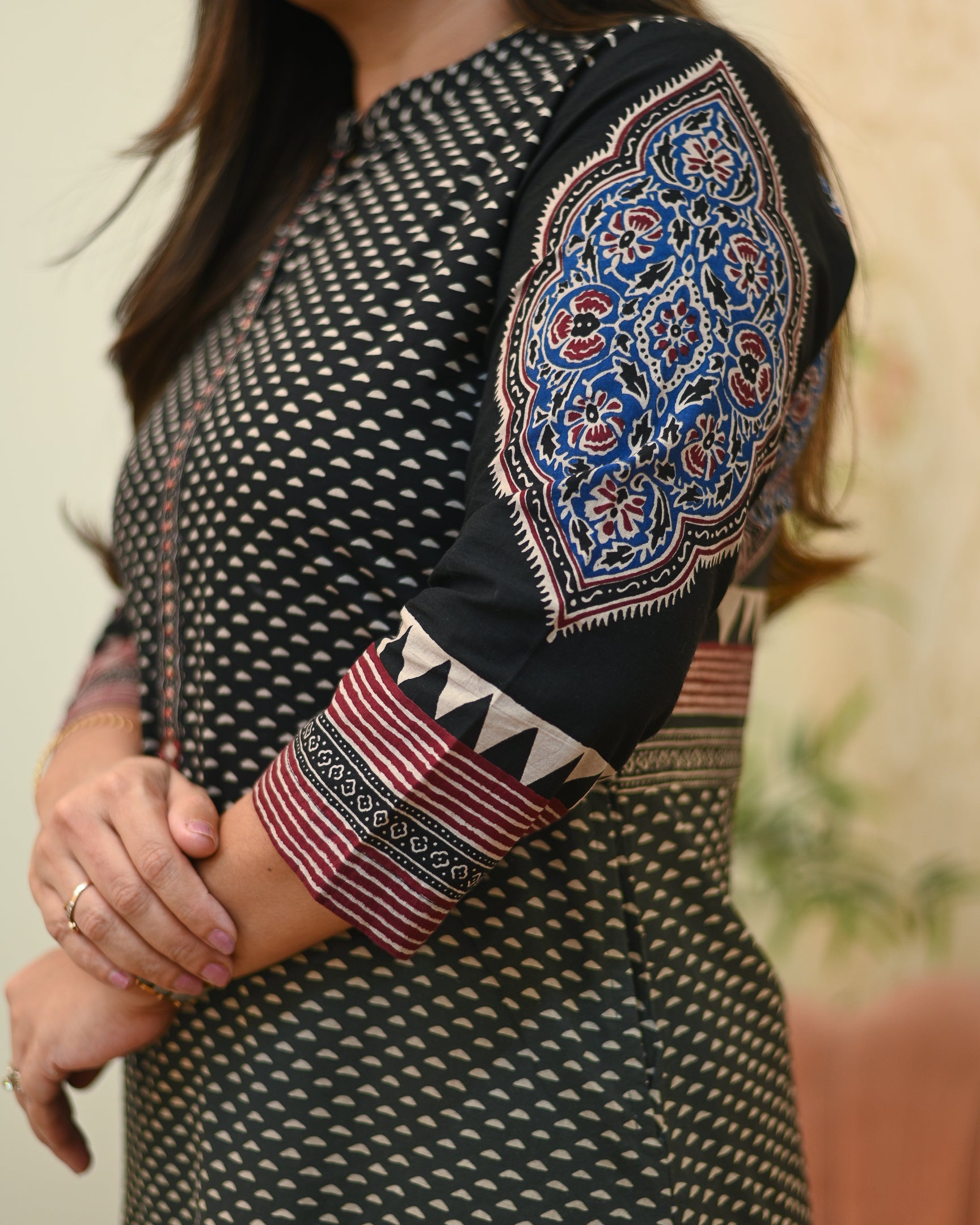 Black Handblock Embroidered Coord Set - The Jaipur Studio