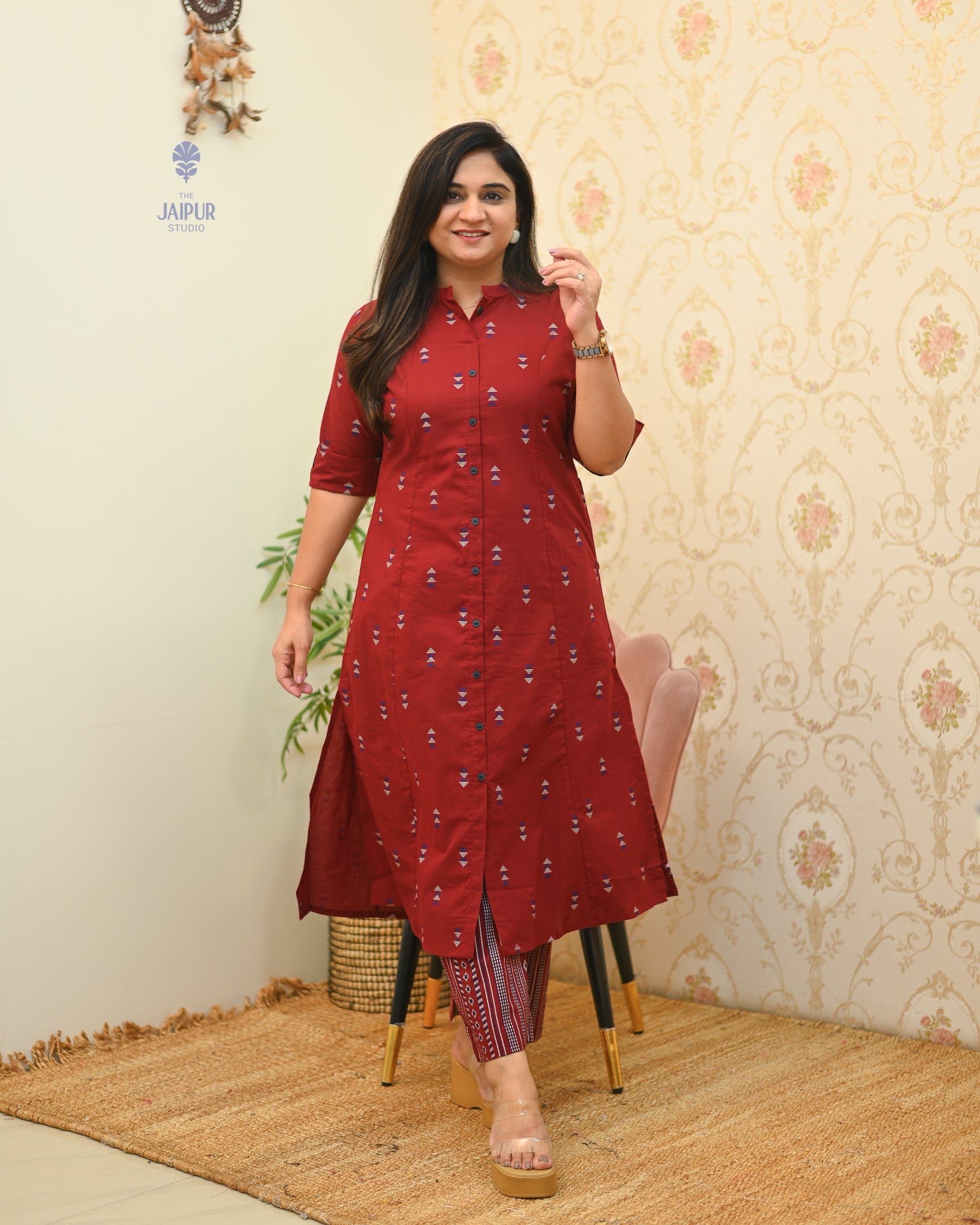 Sonali Cotton Ikkat A-line Coord set - The Jaipur Studio