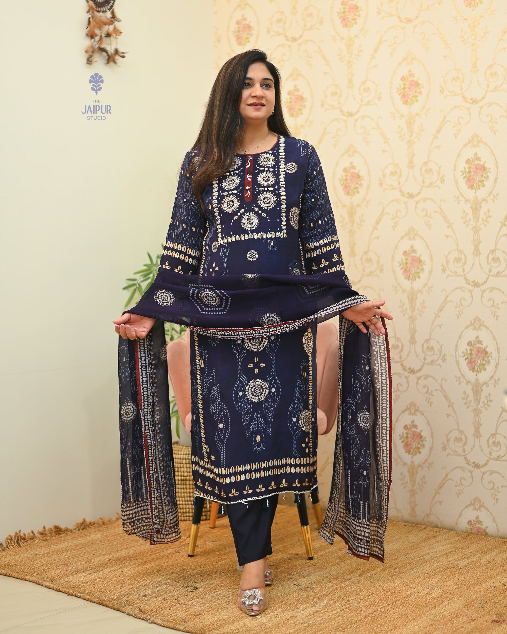 Joshina Premium Muslin Hand Embroidered Pant Set - The Jaipur Studio