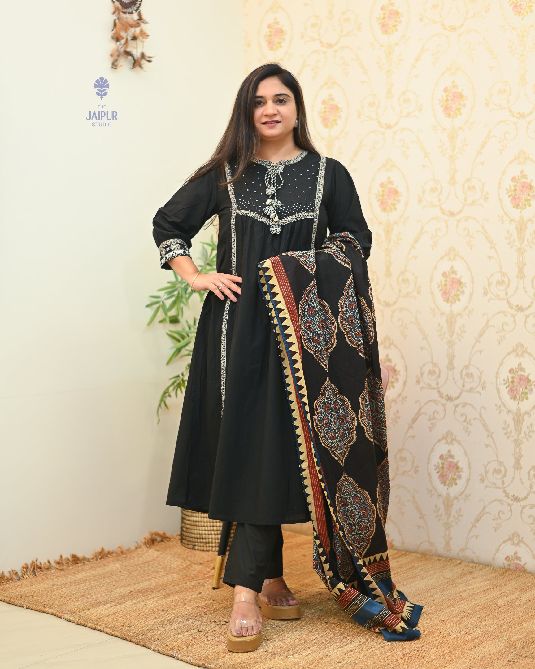 Natasha Cotton Embroidered Pant Set - The Jaipur Studio