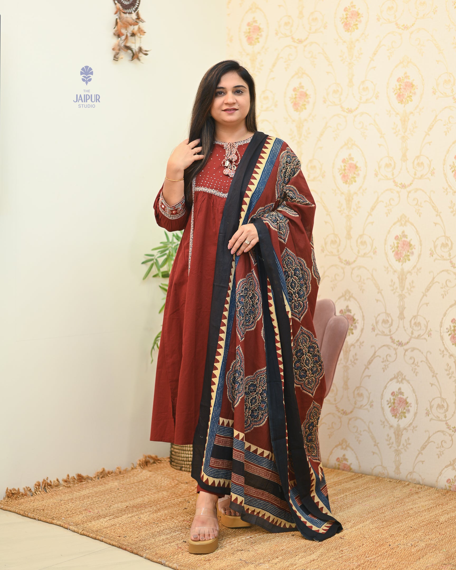 Natasha Cotton Embroidered Pant Set - The Jaipur Studio