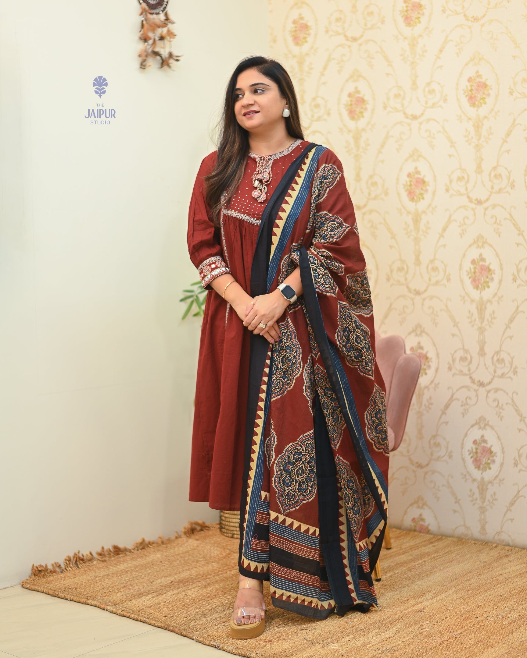 Natasha Cotton Embroidered Pant Set - The Jaipur Studio