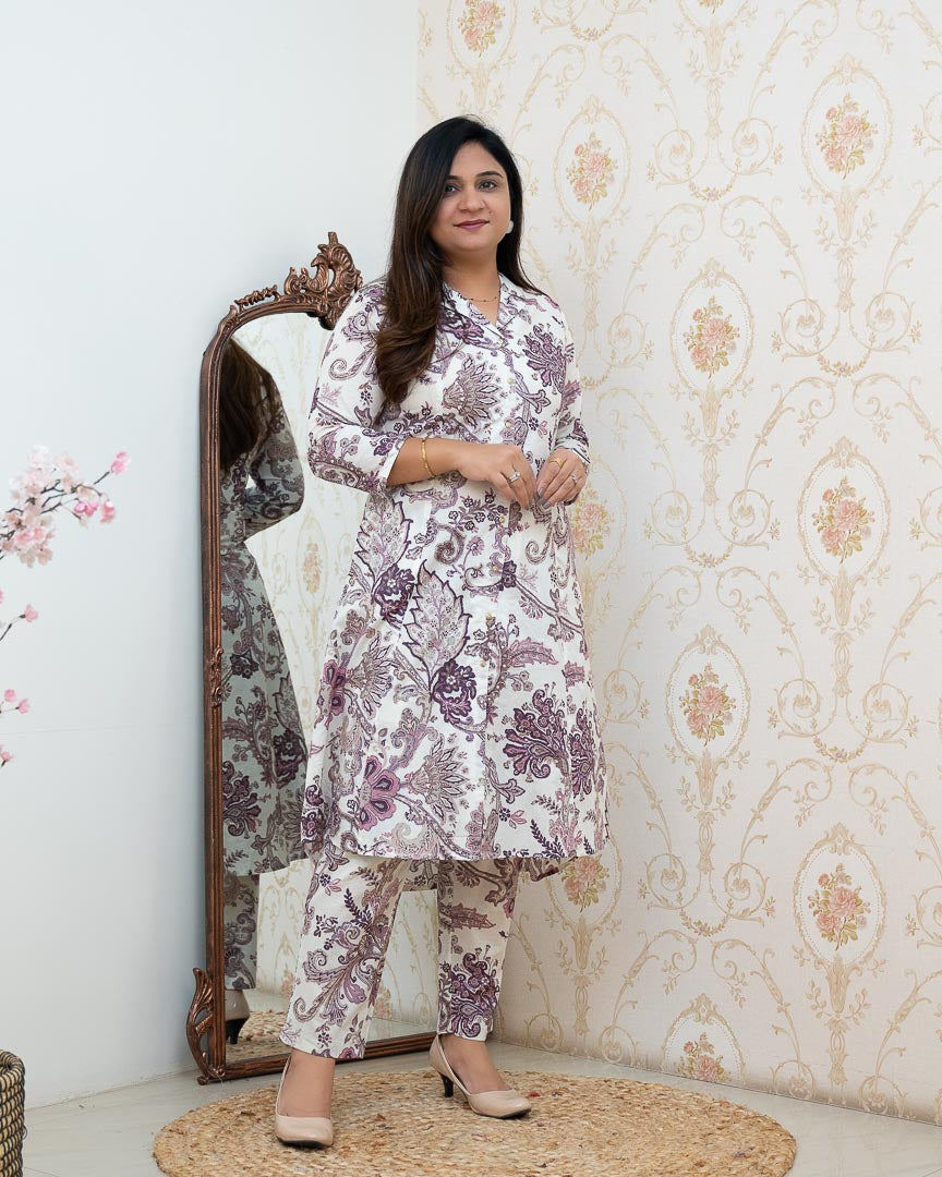 ‘Zaisha’ Cotton Floral Cotton A-line Coord set - The Jaipur Studio