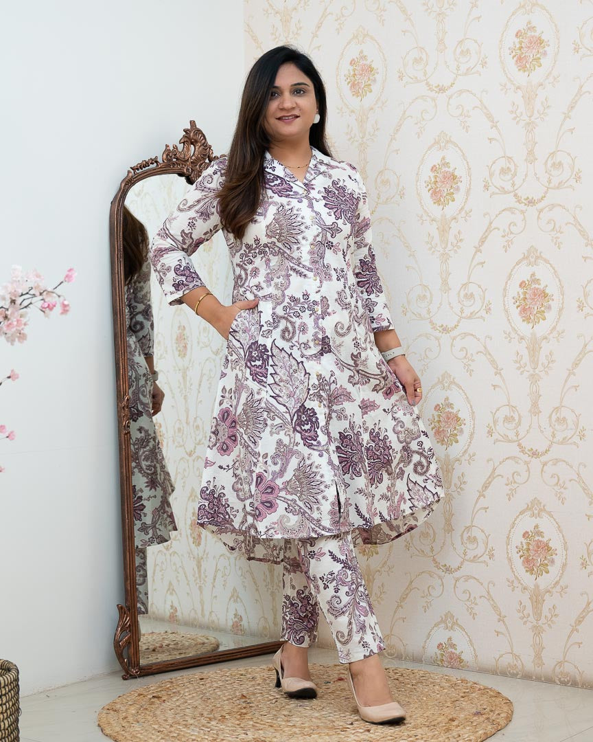 ‘Zaisha’ Cotton Floral Cotton A-line Coord set - The Jaipur Studio