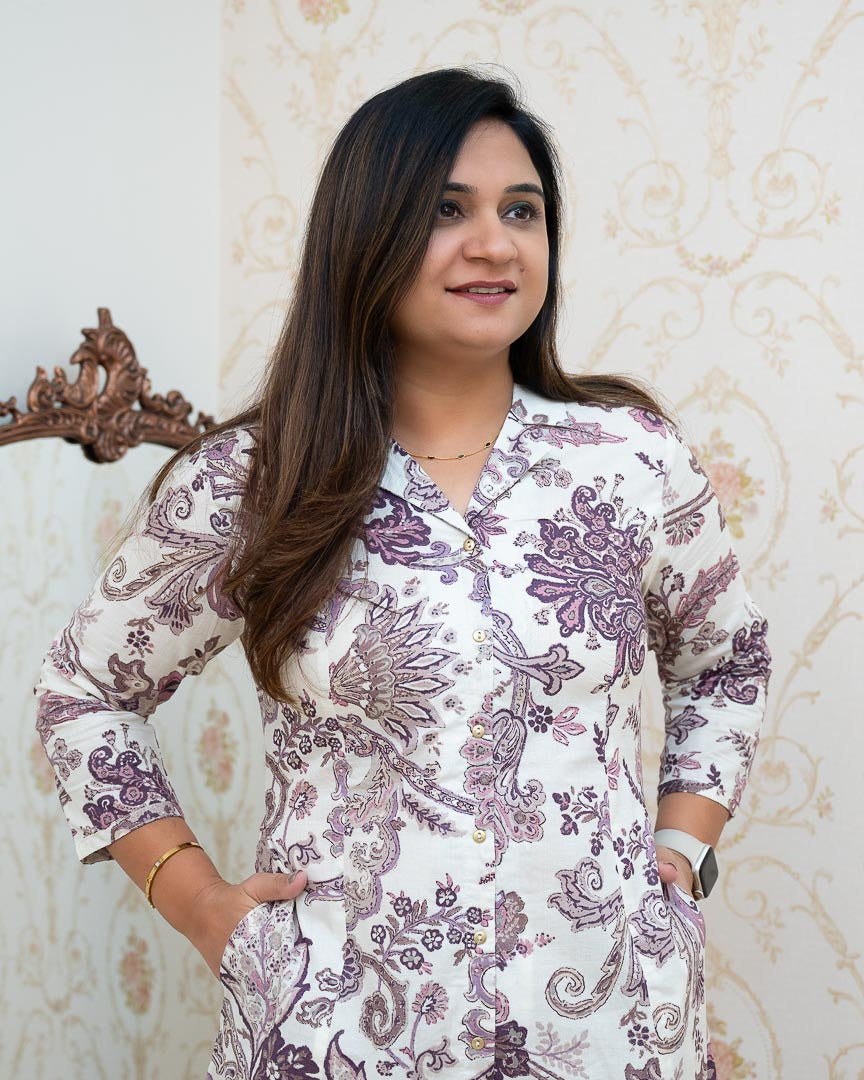 ‘Zaisha’ Cotton Floral Cotton A-line Coord set - The Jaipur Studio