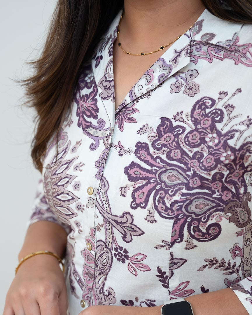 ‘Zaisha’ Cotton Floral Cotton A-line Coord set - The Jaipur Studio