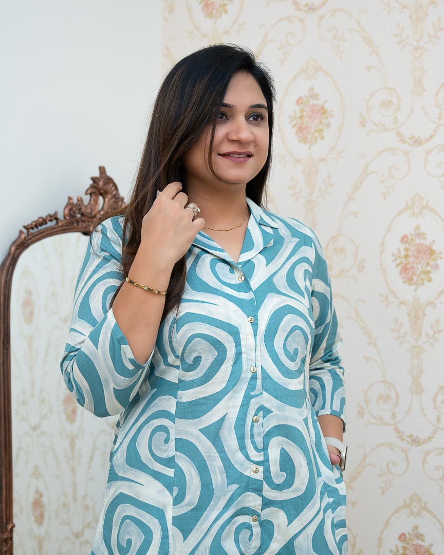 ‘Zaisha’ Cotton Floral Cotton A-line Coord set - The Jaipur Studio