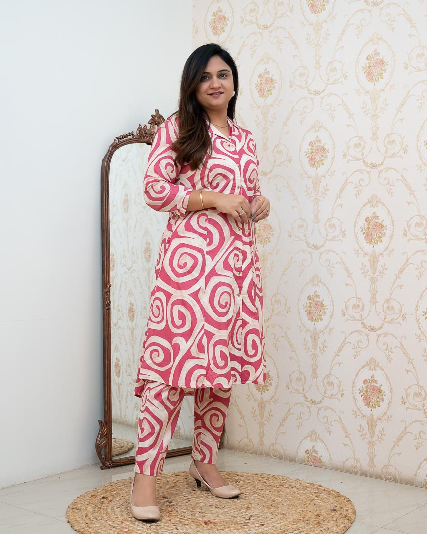 ‘Zaisha’ Cotton Floral Cotton A-line Coord set - The Jaipur Studio