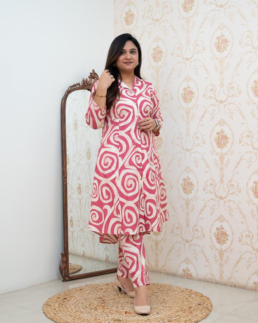 ‘Zaisha’ Cotton Floral Cotton A-line Coord set - The Jaipur Studio