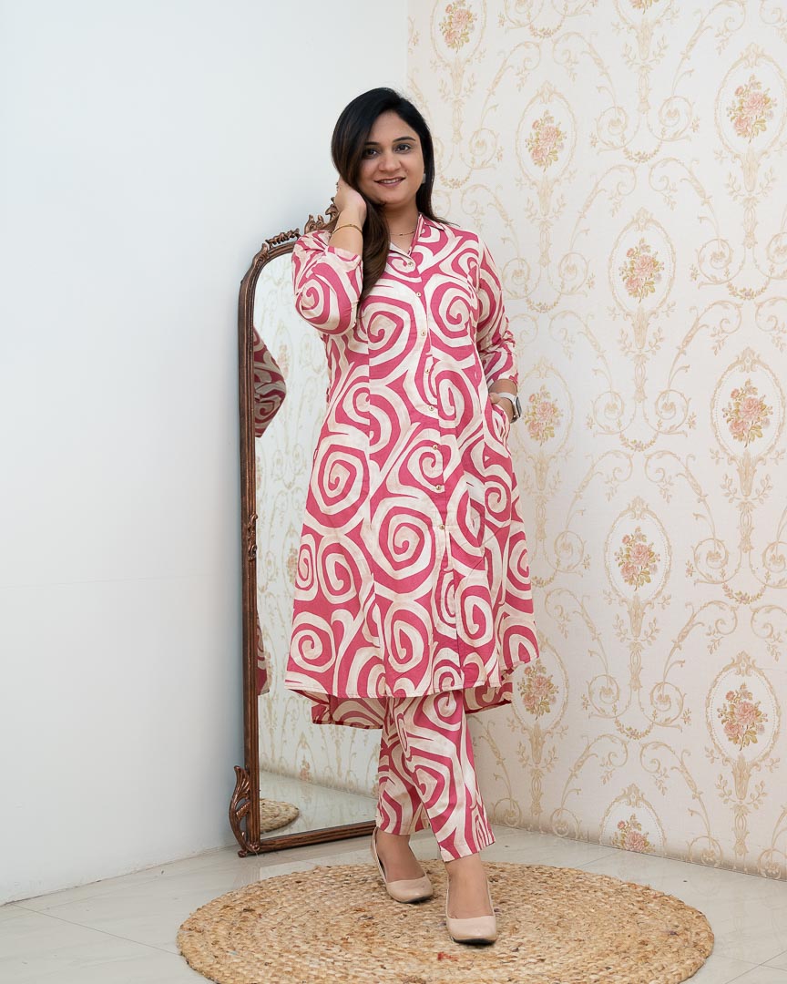 ‘Zaisha’ Cotton Floral Cotton A-line Coord set - The Jaipur Studio