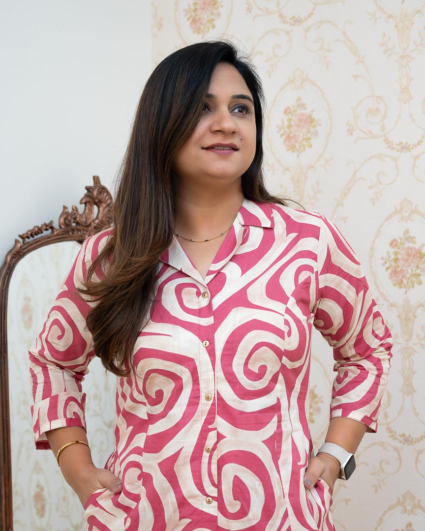 ‘Zaisha’ Cotton Floral Cotton A-line Coord set - The Jaipur Studio