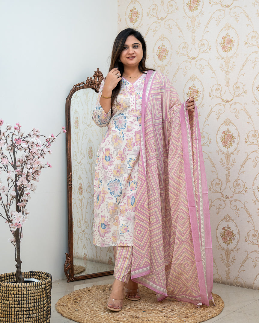 Eliza Purple Casual Cotton Pant Set - The Jaipur Studio