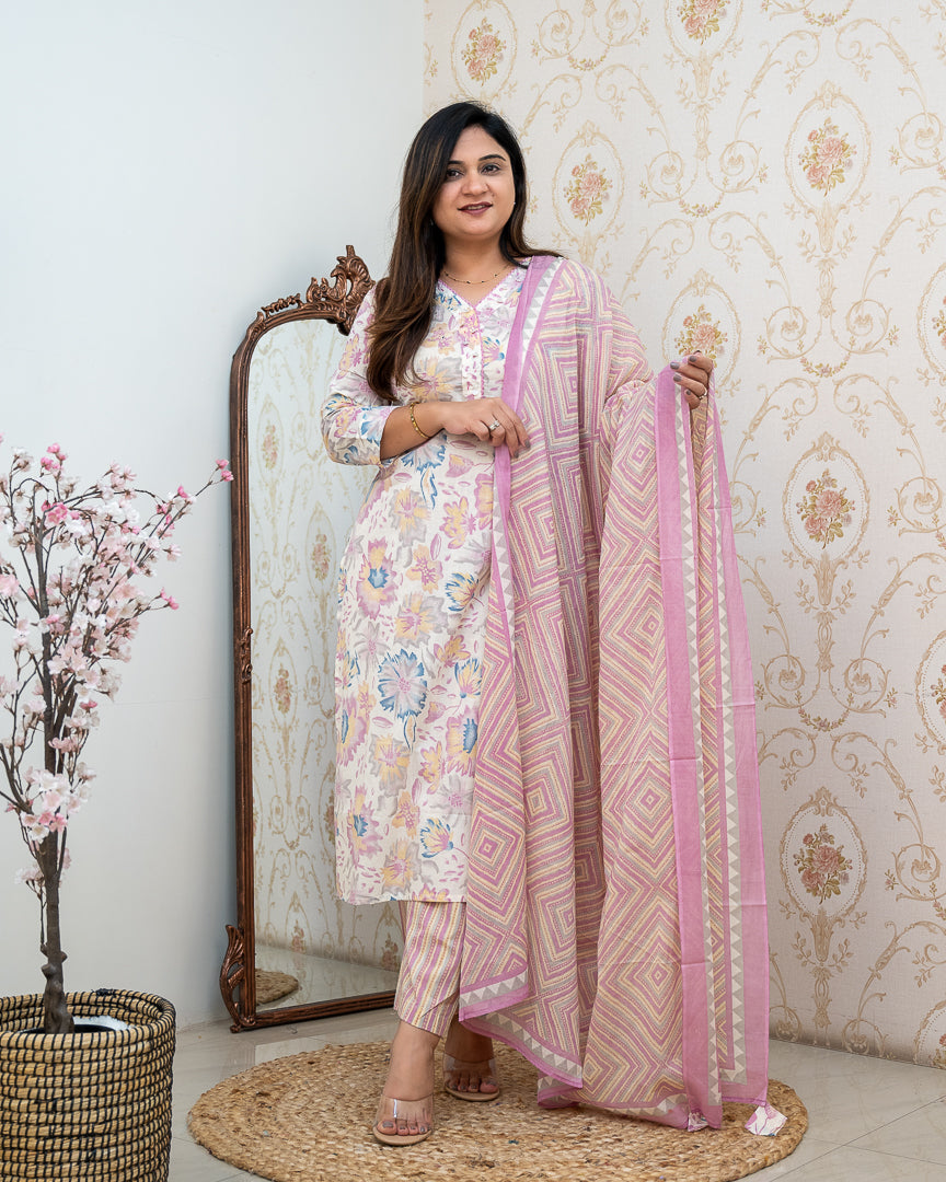 Eliza Purple Casual Cotton Pant Set - The Jaipur Studio