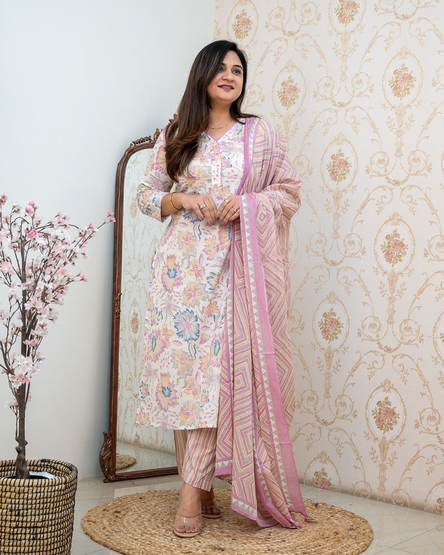 Eliza Purple Casual Cotton Pant Set - The Jaipur Studio