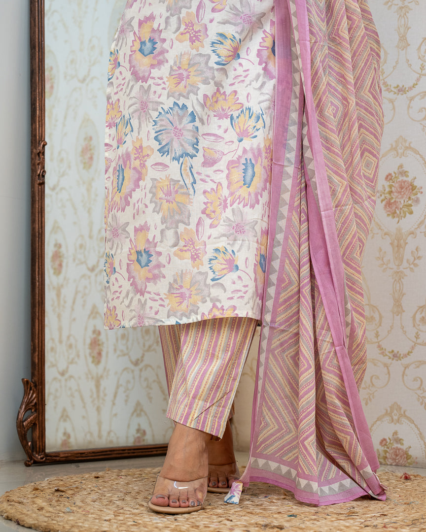 Eliza Purple Casual Cotton Pant Set - The Jaipur Studio