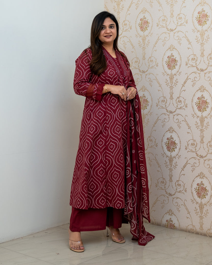 ‘Heena’ Cotton A-line Embroidered Divider Set - The Jaipur Studio