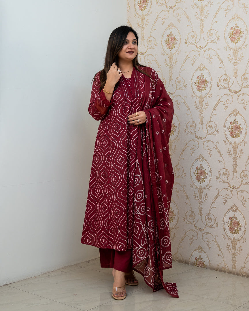 ‘Heena’ Cotton A-line Embroidered Divider Set - The Jaipur Studio