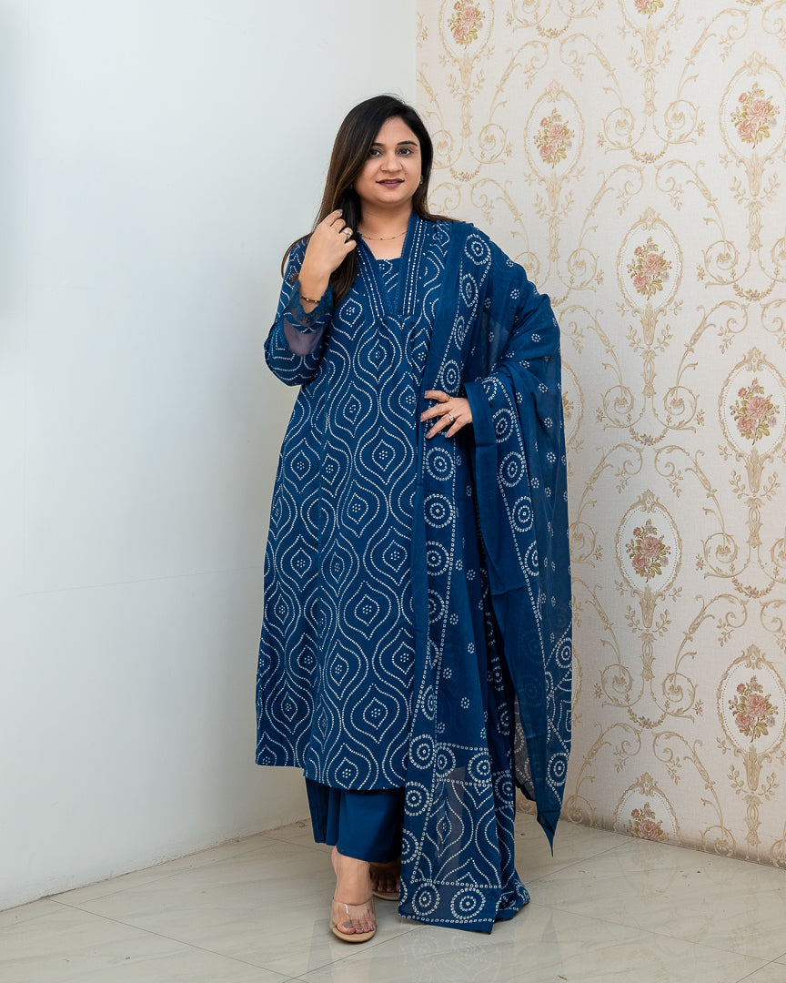 ‘Heena’ Cotton A-line Embroidered Divider Set - The Jaipur Studio