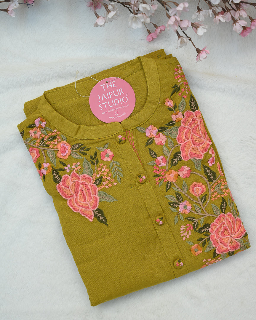 Cotton Embroidered A-line Casual Coord Set - The Jaipur Studio