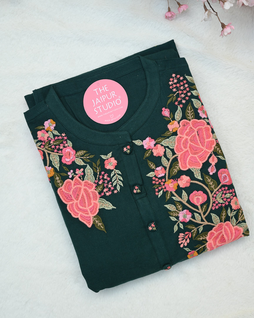 Cotton Embroidered A-line Casual Coord Set - The Jaipur Studio