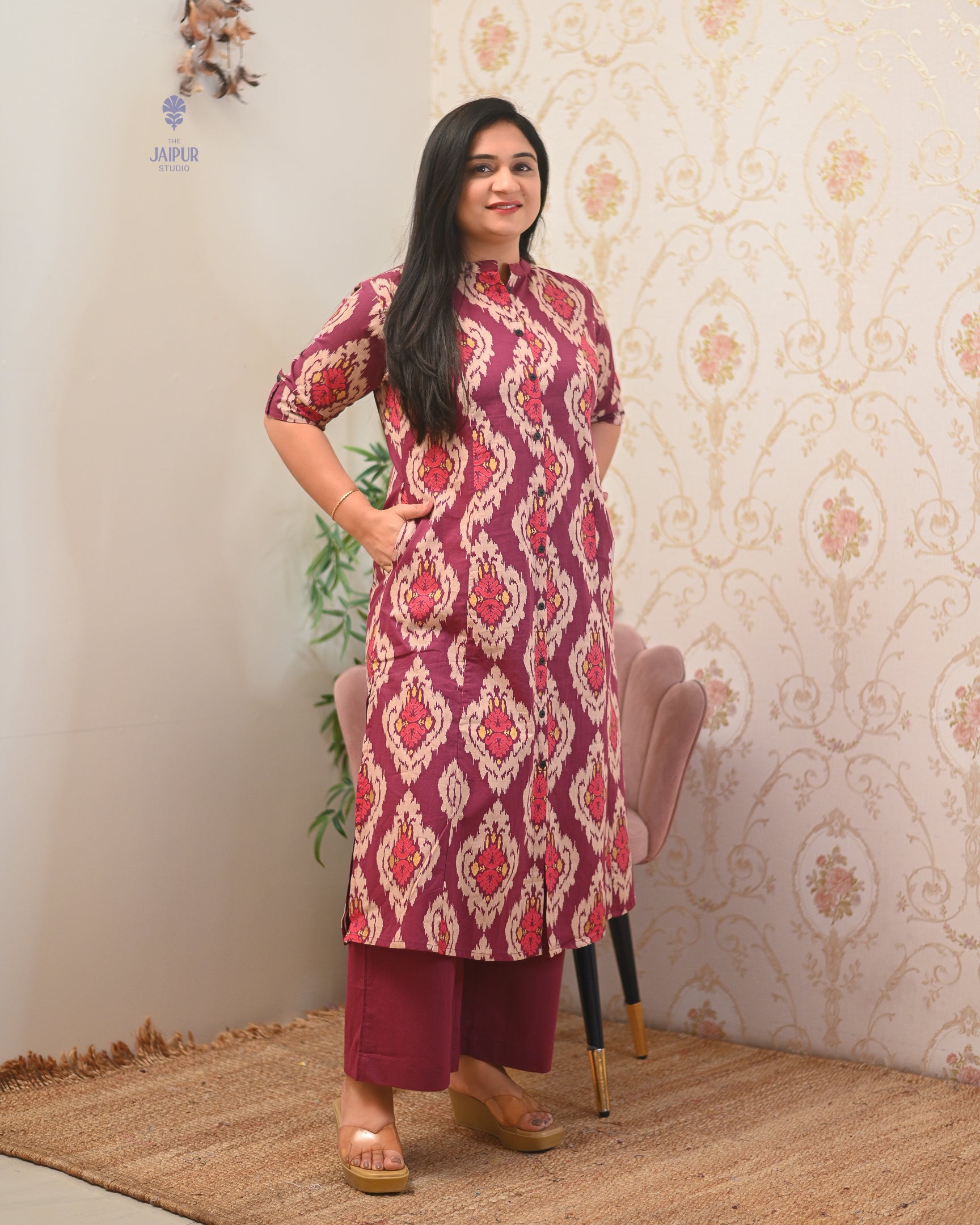 Lasya Ikkat A-line Cotton Coord set - The Jaipur Studio