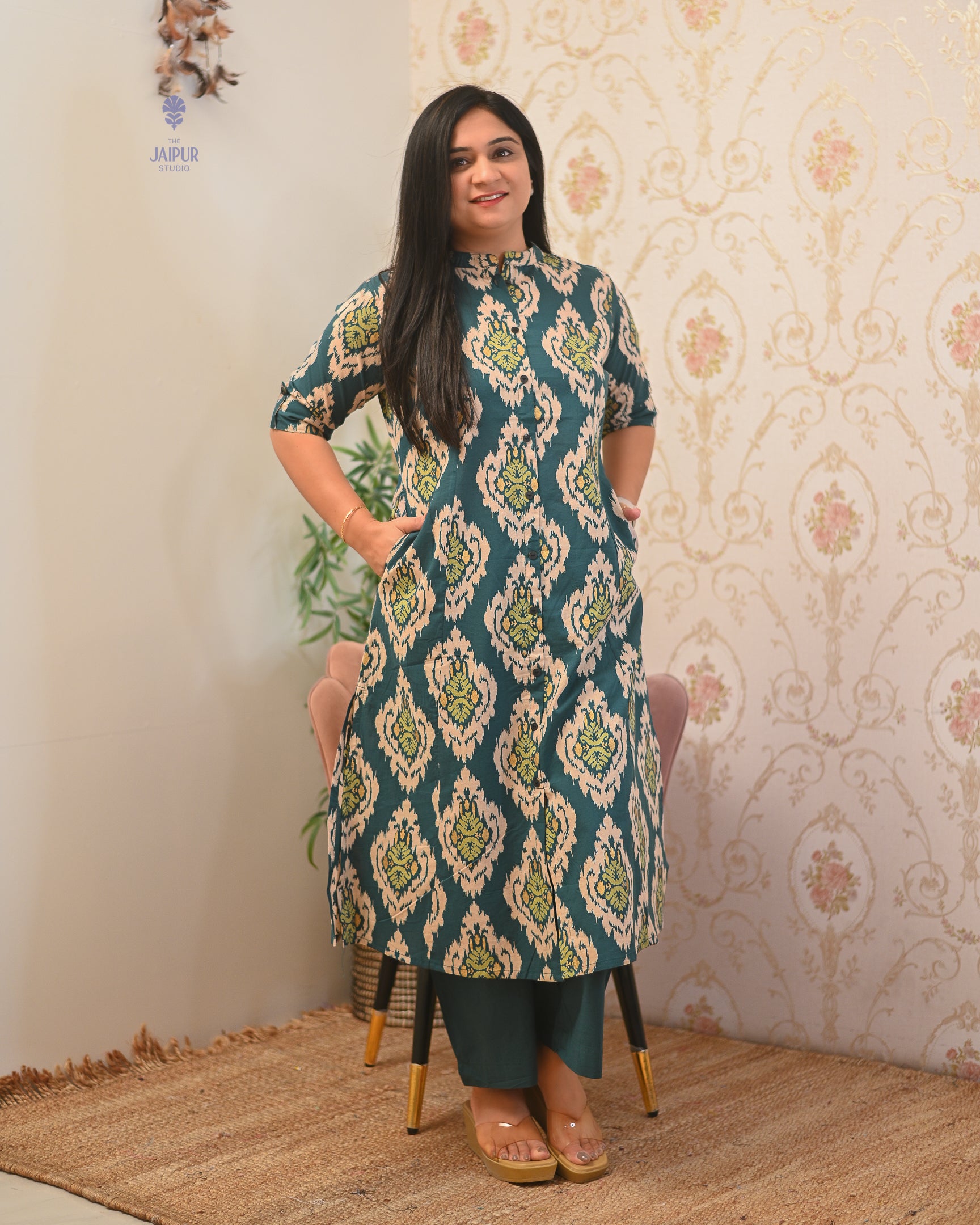 Lasya Ikkat A-line Cotton Coord set - The Jaipur Studio