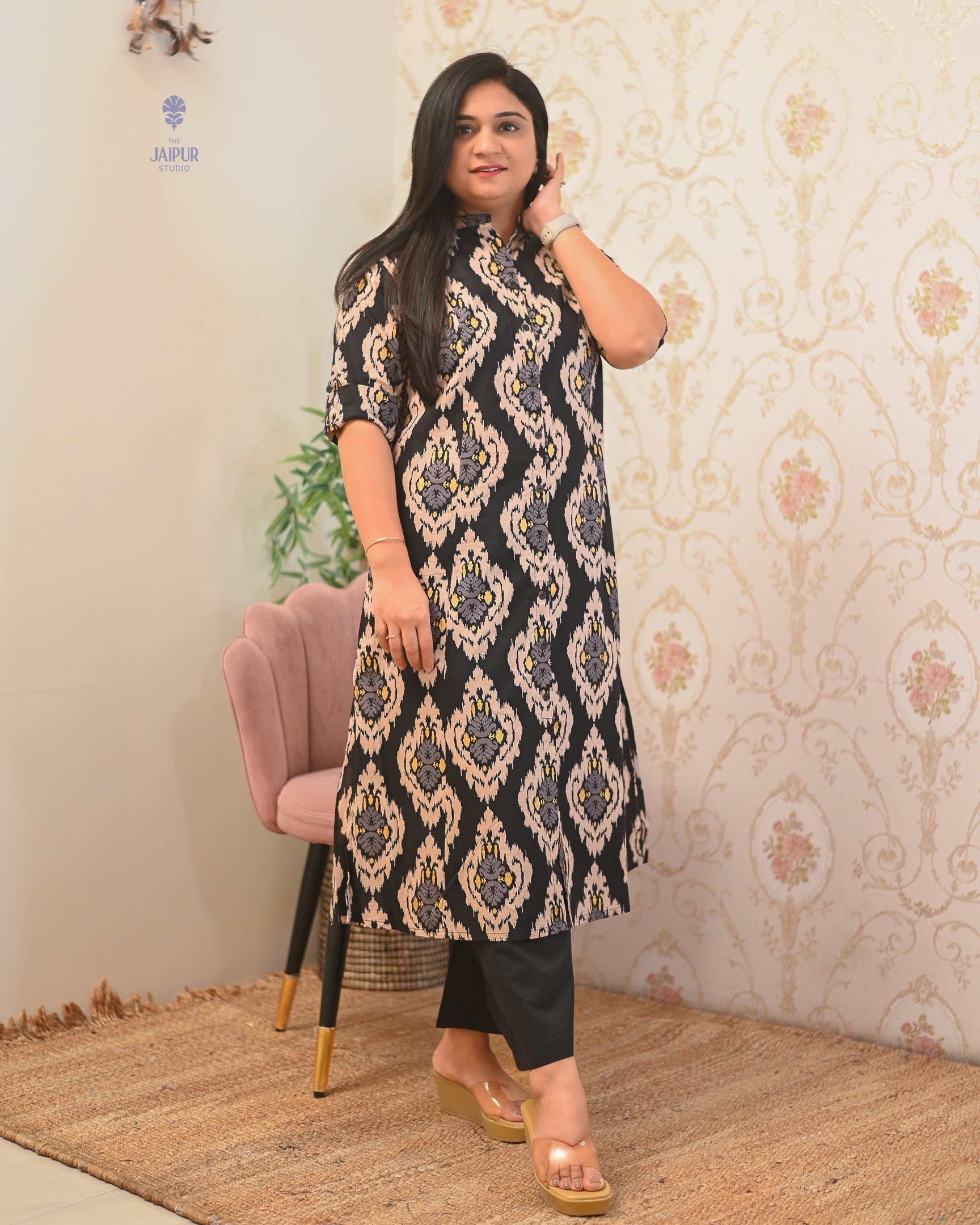Lasya Ikkat A-line Cotton Coord set - The Jaipur Studio