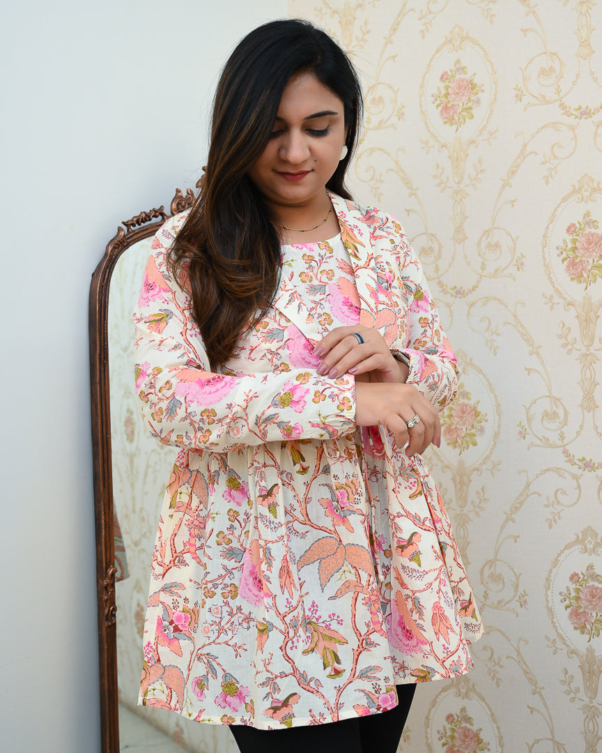 Premium Cotton Double Layered Floral Short Top - The Jaipur Studio