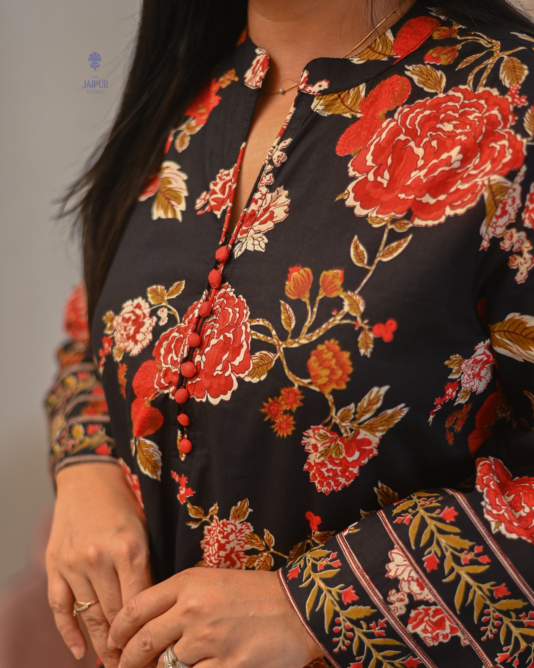 Gulnara Cotton Floral Farshi Salwar Coord Set - The Jaipur Studio