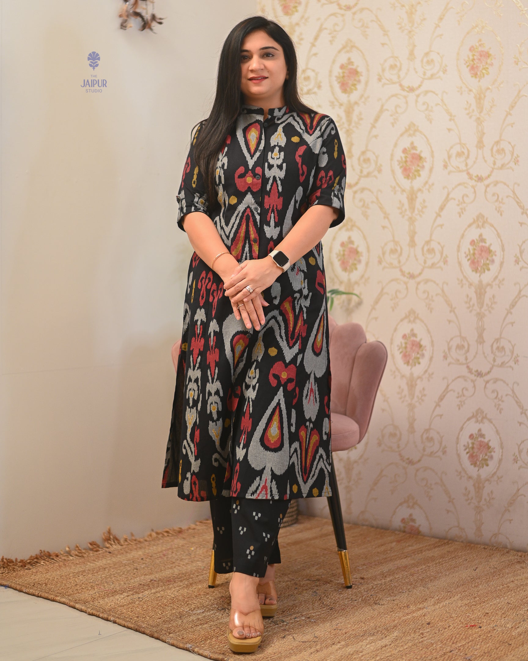Ayesha Ikkat A-line Cotton Coord set - The Jaipur Studio