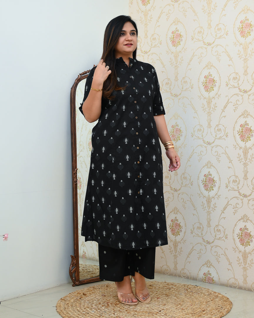 Geet Black Cotton Coord set - The Jaipur Studio