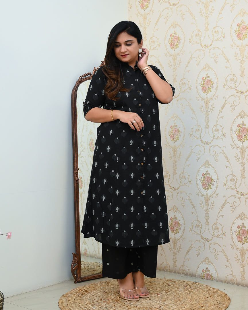 Geet Black Cotton Coord set - The Jaipur Studio