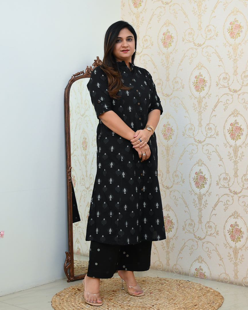 Geet Black Cotton Coord set - The Jaipur Studio