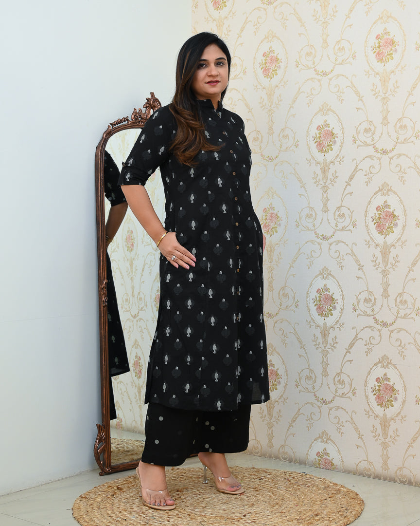 Geet Black Cotton Coord set - The Jaipur Studio