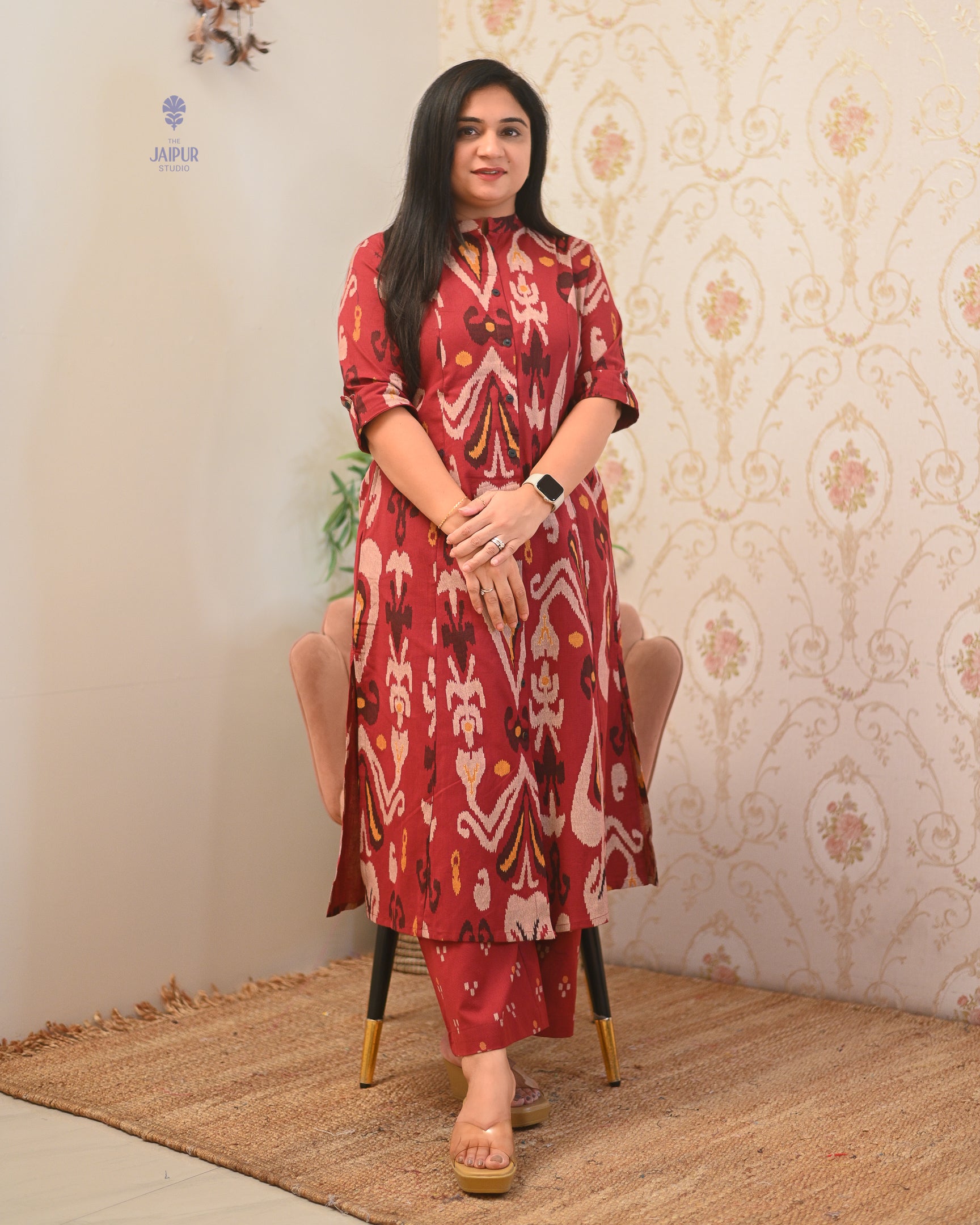 Ayesha Ikkat A-line Cotton Coord set - The Jaipur Studio