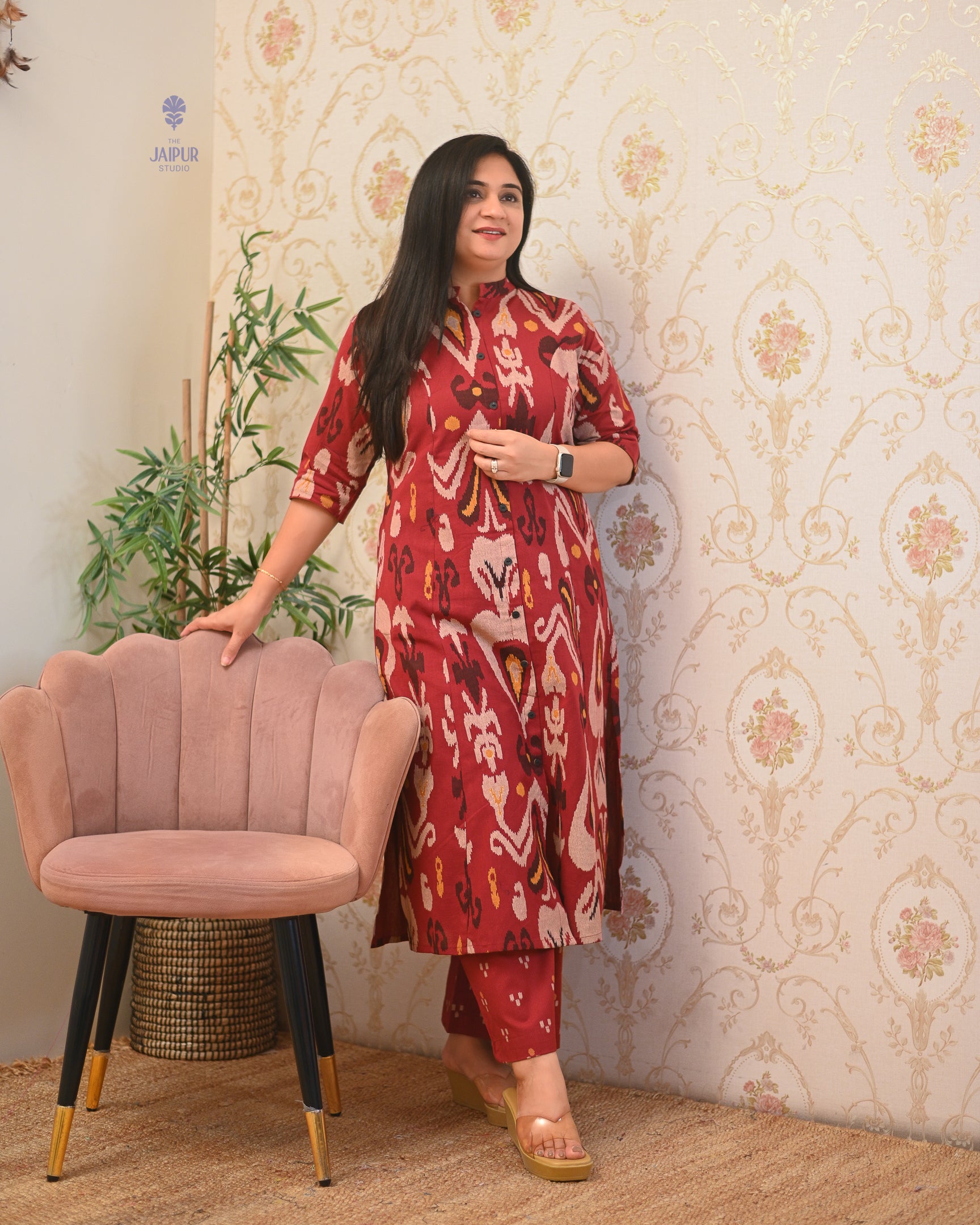 Ayesha Ikkat A-line Cotton Coord set - The Jaipur Studio