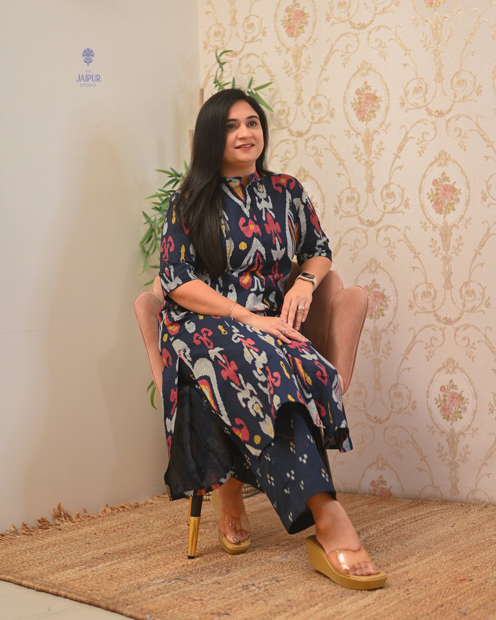 Ayesha Ikkat A-line Cotton Coord set - The Jaipur Studio