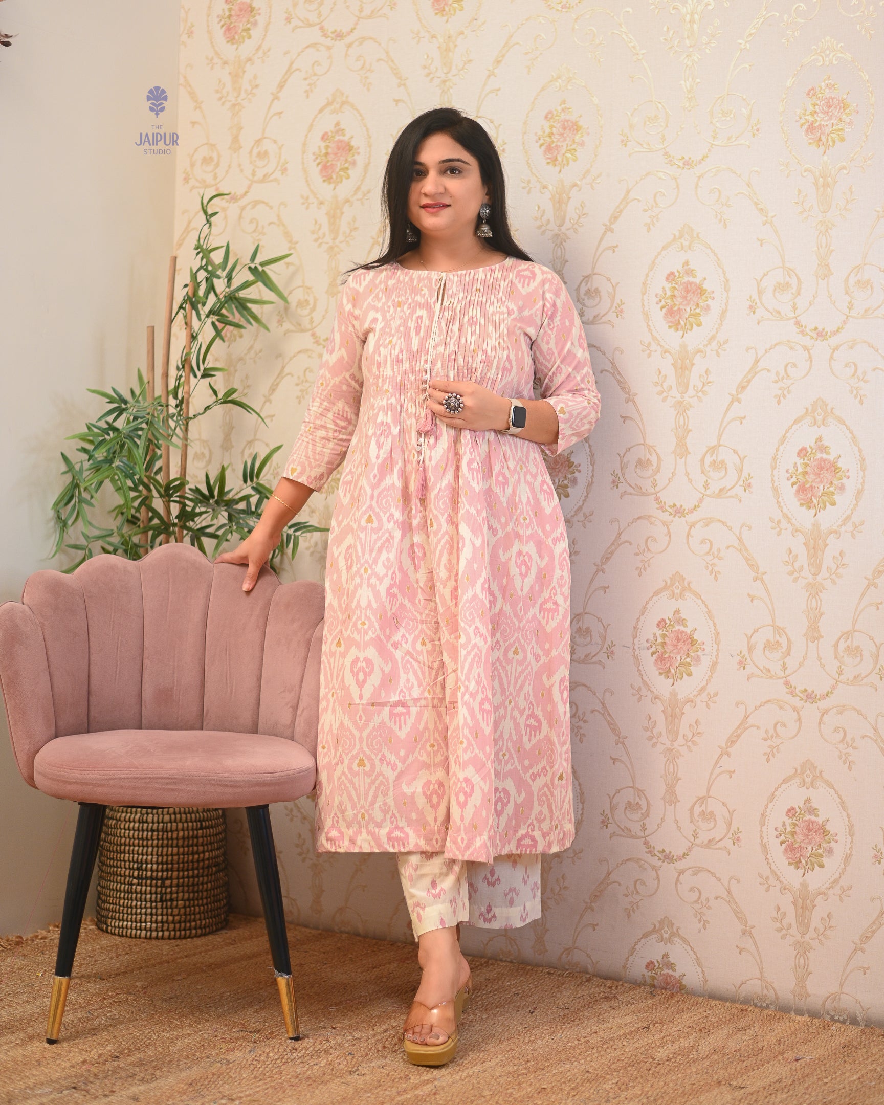 Aamina Cotton Ikkat Flaired Coord set - The Jaipur Studio