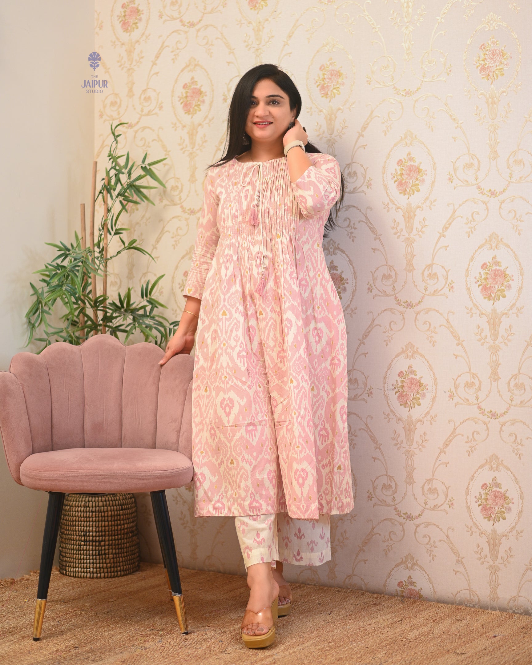 Aamina Cotton Ikkat Flaired Coord set - The Jaipur Studio