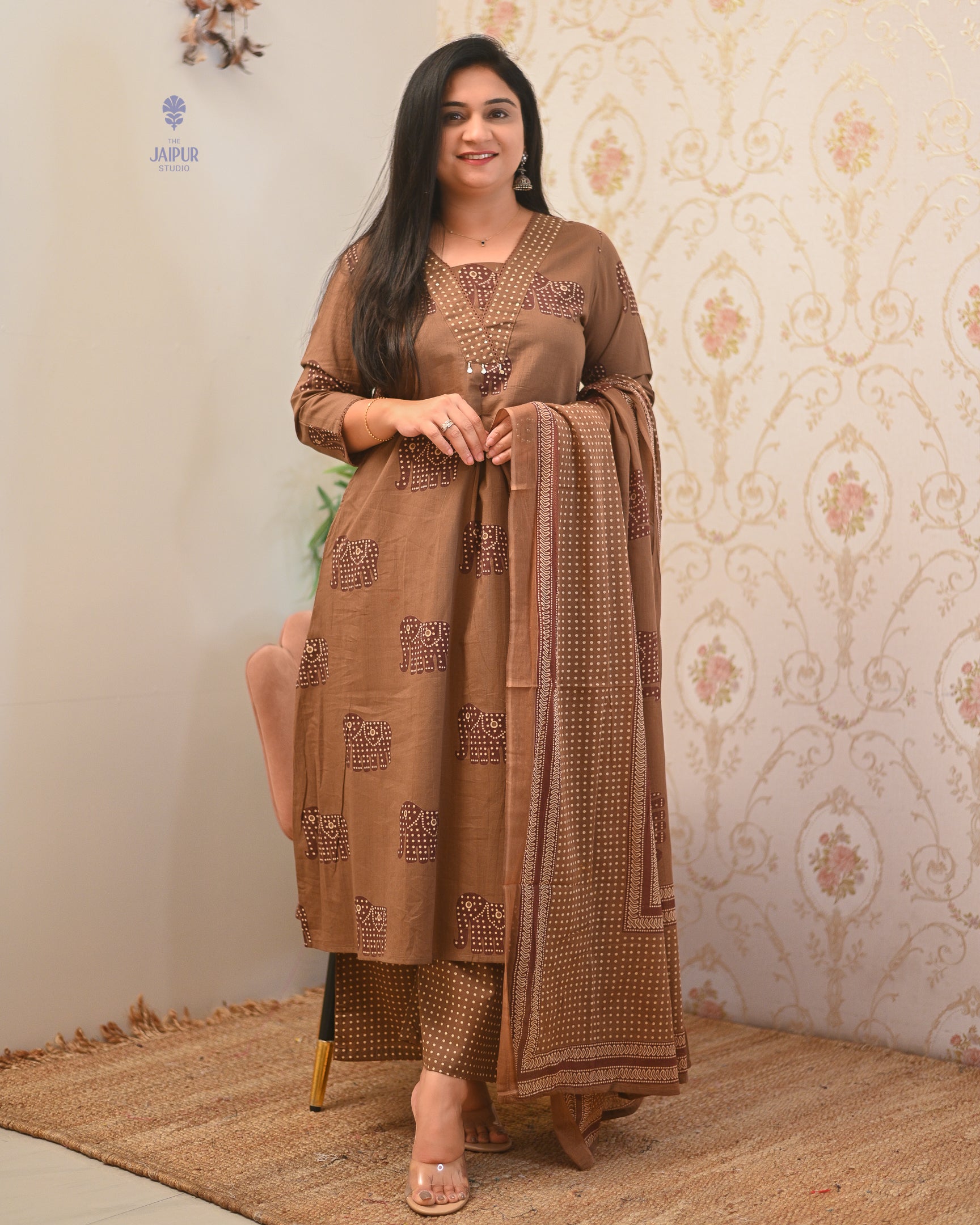 Aisha Cotton HandEmbroidery Detailed Pant Set - The Jaipur Studio
