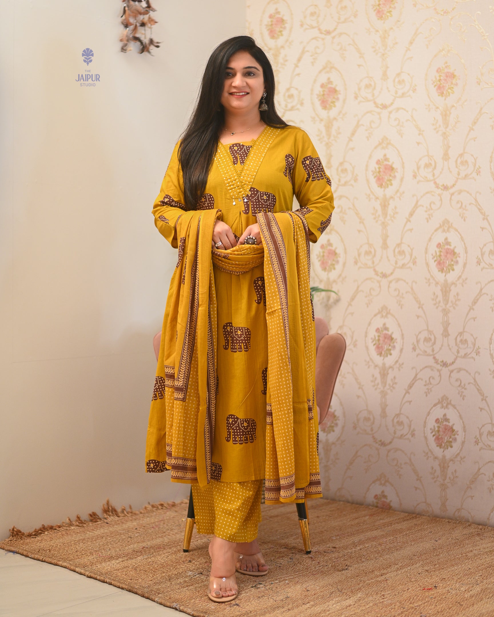 Aisha Cotton HandEmbroidery Detailed Pant Set - The Jaipur Studio