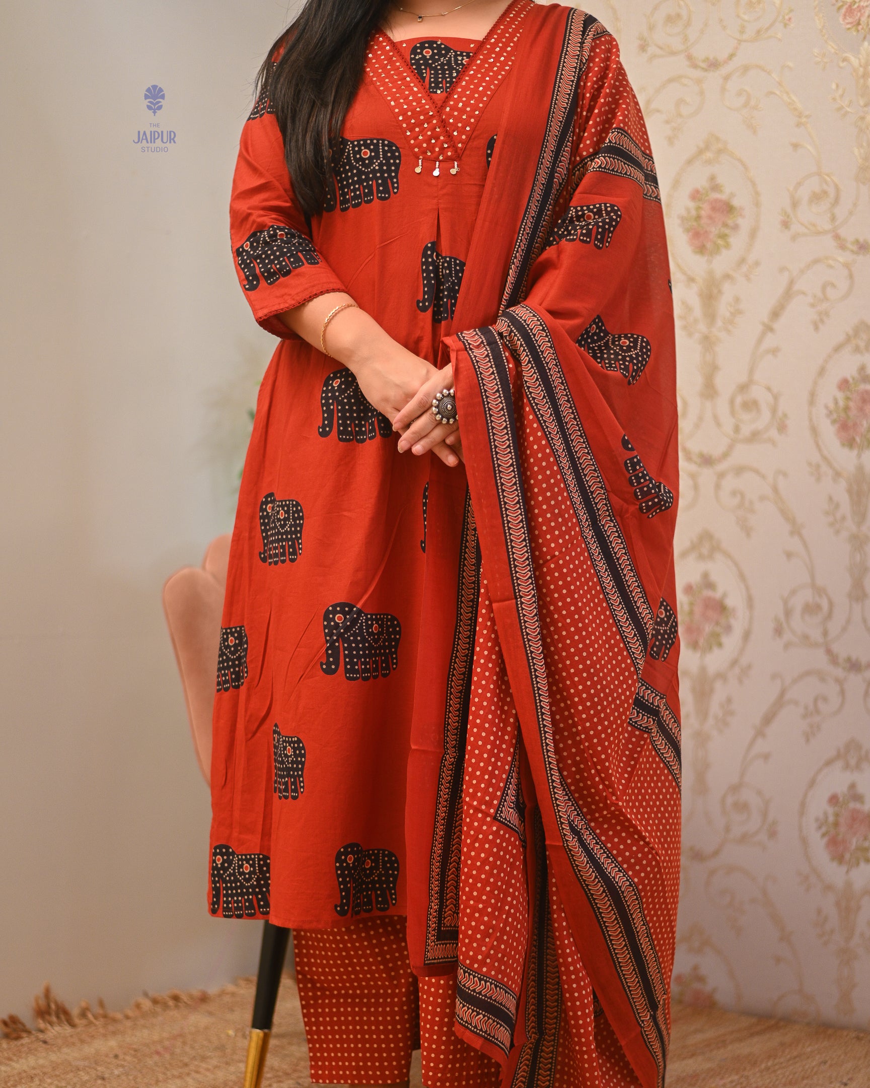 Aisha Cotton HandEmbroidery Detailed Pant Set - The Jaipur Studio
