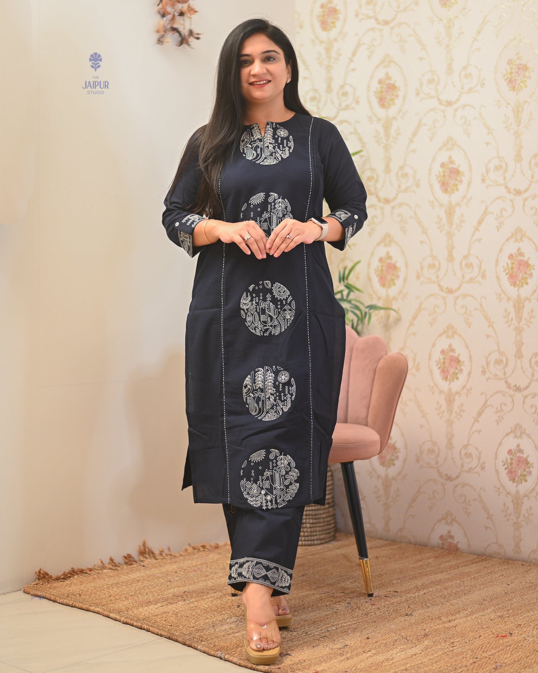 Chahat Cotton Embroidered Pant Set - The Jaipur Studio
