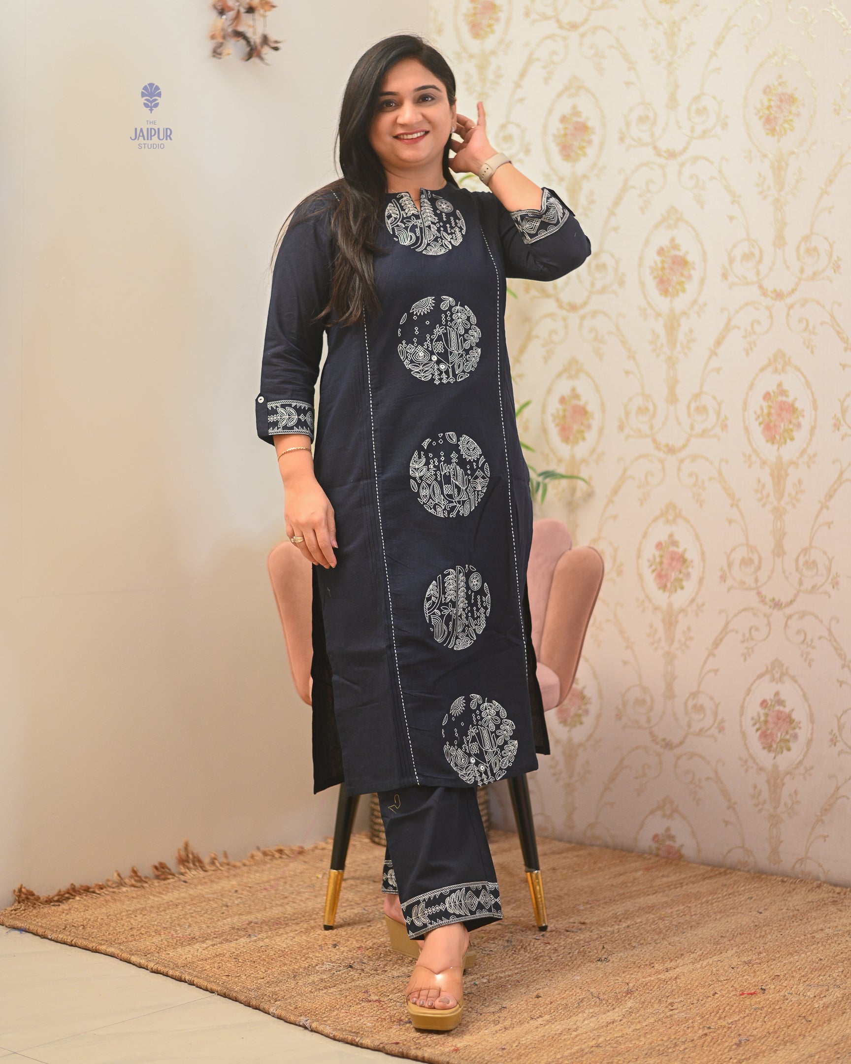 Chahat Cotton Embroidered Pant Set - The Jaipur Studio
